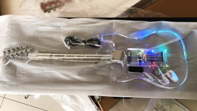 Custom Regent ST LED Plexiglass Acrylic Lucite Body Fretboard Tree Of Life Inlay Guitar - Image 5