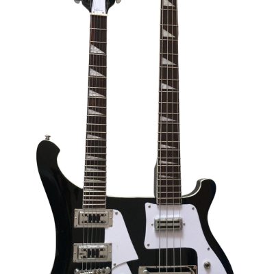 Custom Nova 4080 Geddy Lee Double Neck Jetglo Black 4 String Bass 6 String Guitar - Image 7