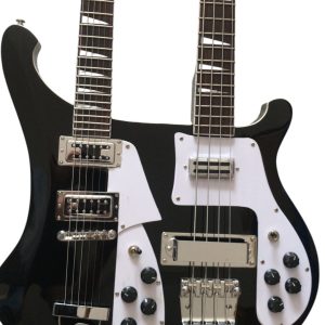 Custom Nova 4080 Geddy Lee Double Neck Jetglo Black 4 String Bass 6 String Guitar