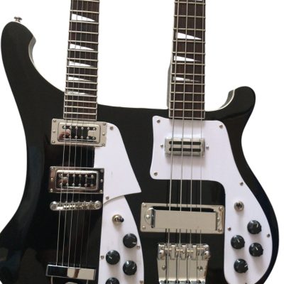 Custom Nova 4080 Geddy Lee Double Neck Jetglo Black 4 String Bass 6 String Guitar