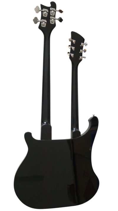 Custom Nova 4080 Geddy Lee Double Neck Jetglo Black 4 String Bass 6 String Guitar - Image 5