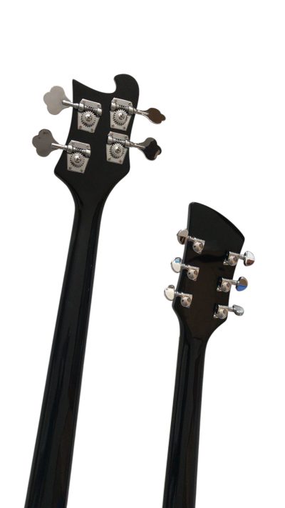 Custom Nova 4080 Geddy Lee Double Neck Jetglo Black 4 String Bass 6 String Guitar - Image 4