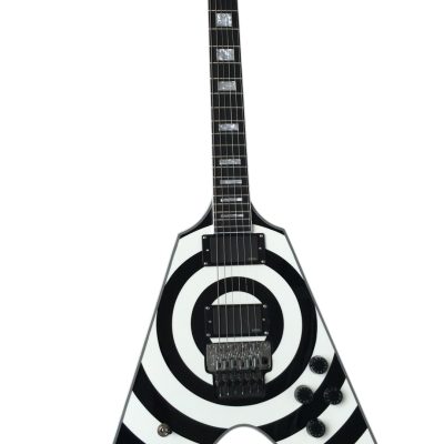 Custom Crown Bullseye Zakk Wylde Bullseye Classic Cream White Tremolo Flying V Guitar - Image 9