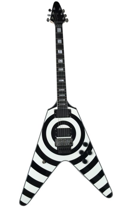Custom Crown Bullseye Zakk Wylde Bullseye Classic Cream White Floyd  Rose Tremolo Flying V Guitar - Image 9