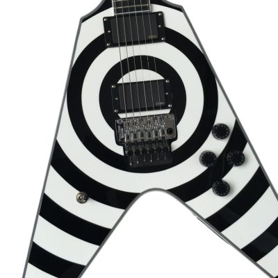 Custom Crown Bullseye Zakk Wylde Bullseye Classic Cream White Tremolo Flying V Guitar