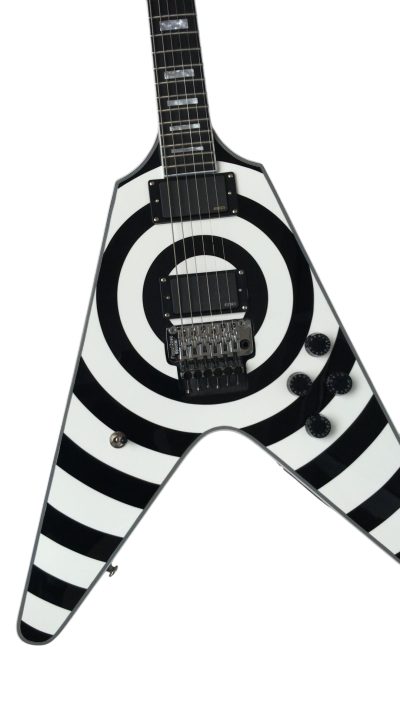 Custom Crown Bullseye Zakk Wylde Bullseye Classic Cream White Floyd  Rose Tremolo Flying V Guitar