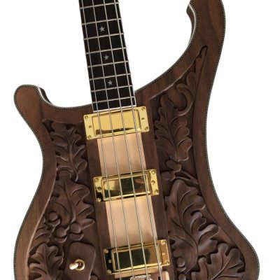 Custom Nova Left Handed Lemmy Kilmister 4004 Walnut Wood Carved With Oak Leaves Bass