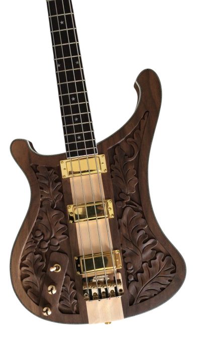Custom Nova Left Handed Lemmy Kilmister 4003 Walnut Wood Carved With Oak Leaves Bass