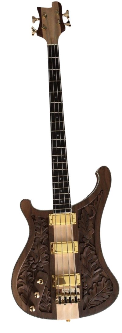 Custom Nova Left Handed Lemmy Kilmister 4003 Walnut Wood Carved With Oak Leaves Bass - Image 5