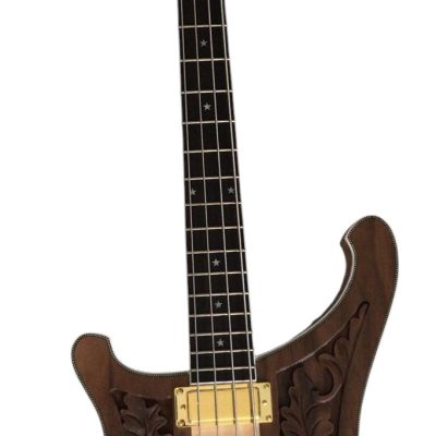 Custom Nova Left Handed Lemmy Kilmister 4004 Walnut Wood Carved With Oak Leaves Bass - Image 5