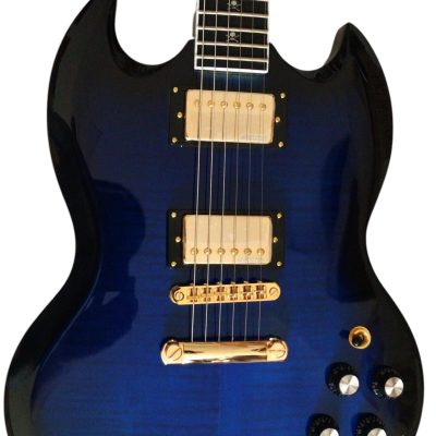 Custom Crown SG Blue Burst Tiger Maple Top Skull And Crossbones Guitar
