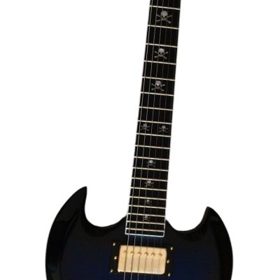 Custom Crown SG Blue Burst Tiger Maple Top Skull And Crossbones Guitar - Image 3
