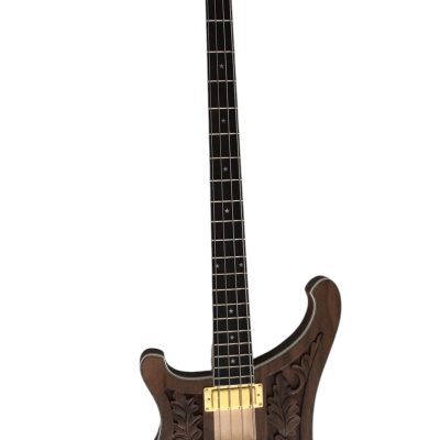 Custom Nova Left Handed Lemmy Kilmister 4004 Walnut Wood Carved With Oak Leaves Bass - Image 3