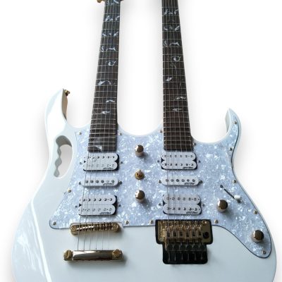 Custom Axis Steve Double Neck White Jem 6 and 6 String Guitar - Image 2