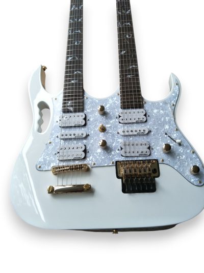 Custom Axis Steve Double Neck White Jem 6 and 6 String Guitar
