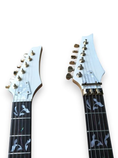 Custom Axis Steve Vai Double Neck White Jem 6 and 6 String Guitar - Image 6