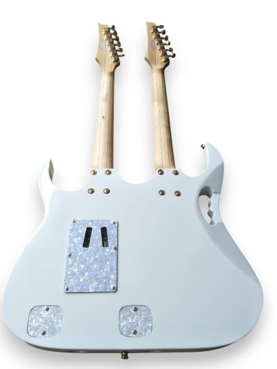Custom Axis Steve Vai Double Neck White Jem 6 and 6 String Guitar - Image 5