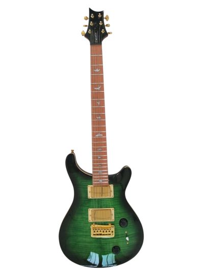 Custom Monarch Green Burst Flame Maple Top Electric Guitar - Image 4