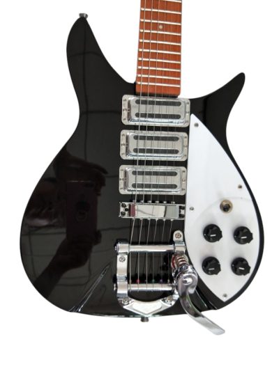 Custom Nova Padauk Fretboard Black Jetglo 325C64 21 Inch Scale Lennon Length Electric Guitar