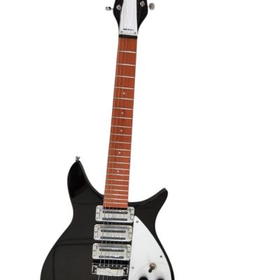 Custom Nova Padauk Fretboard Black Jetglo 325C64 21 Inch Scale Lennon Length Electric Guitar - Image 3