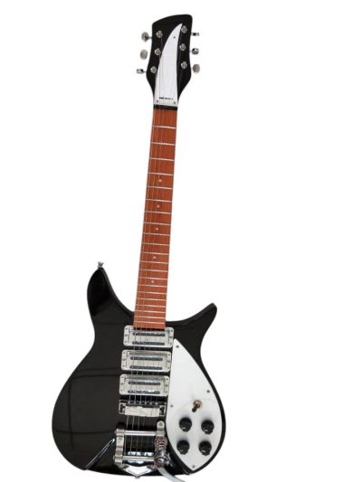 Custom Nova Padauk Fretboard Black Jetglo 325C64 21 Inch Scale Lennon Length Electric Guitar - Image 3