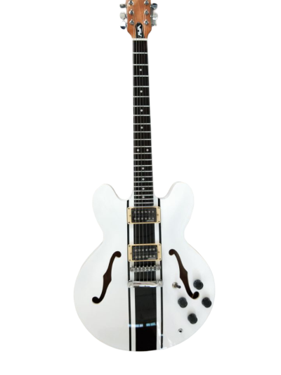 Custom Crown AVA ES333 Tom DeLonge Alpine White Fhole Semi Hollow Jazz Electric Guitar - Image 7