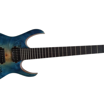 Custom Onyx Duvell Supernova Blue 7 String Guitar - Image 5
