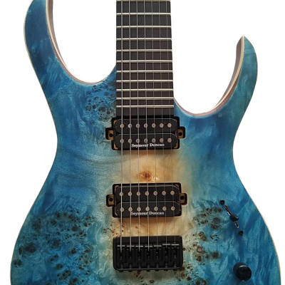 Custom Onyx Duvell Supernova Blue 7 String Guitar