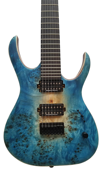 Custom Onyx Duvell Supernova Blue 7 String Guitar