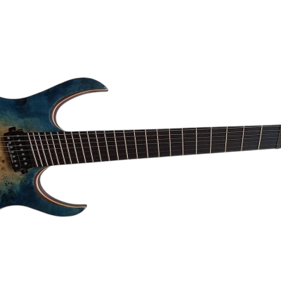Custom Onyx Duvell Multi Fanned Frets Supernova Blue 7 String Guitar - Image 5