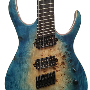 Custom Onyx Duvell Multi Fanned Frets Supernova Blue 7 String Guitar