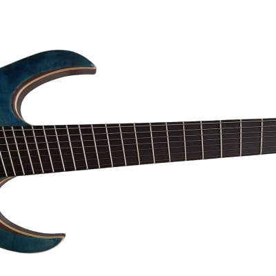 Custom Onyx Duvell Multi Fanned Frets Supernova Blue 7 String Guitar - Image 7