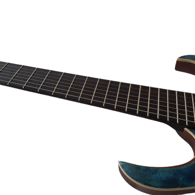 Custom Onyx Duvell Multi Fanned Frets Supernova Blue 7 String Guitar - Image 6