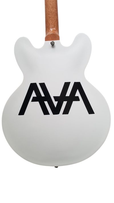 Custom Crown AVA ES333 Tom DeLonge White Fhole Semi Hollow Jazz Electric Guitar - Image 10