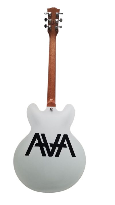 Custom Crown AVA ES333 Tom DeLonge White Fhole Semi Hollow Jazz Electric Guitar - Image 7