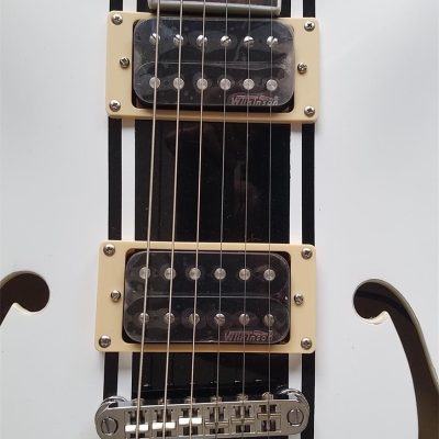 Custom Crown AVA ES333 Tom DeLonge White Fhole Semi Hollow Jazz Electric Guitar - Image 5