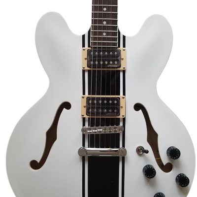 Custom Crown AVA ES333 Tom DeLonge White Fhole Semi Hollow Jazz Electric Guitar