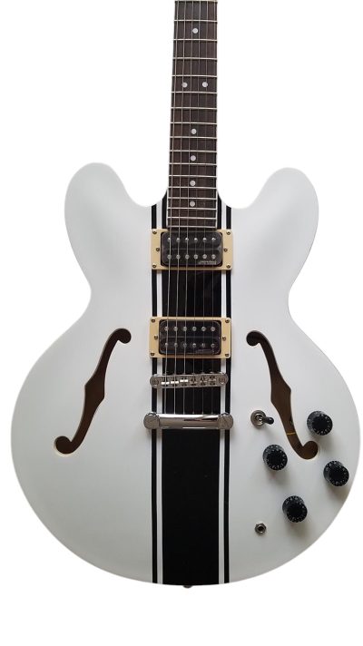Custom Crown AVA ES333 Tom DeLonge White Fhole Semi Hollow Jazz Electric Guitar