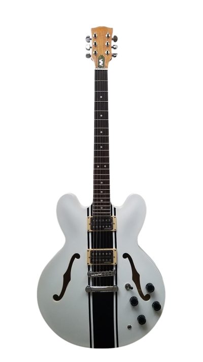 Custom Crown AVA ES333 Tom DeLonge White Fhole Semi Hollow Jazz Electric Guitar - Image 2