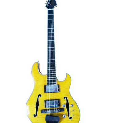 Custom Vesper Languedoc Region Trey Fhole Koa Yellow Quilted Maple Top Finish Bracing Inside Electric Guitar