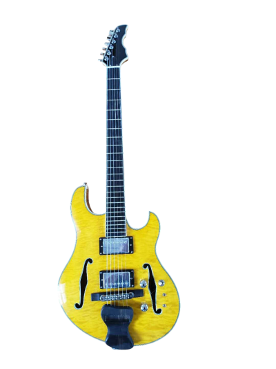 Custom Vesper Languedoc Region Trey Fhole Koa Yellow Quilted Maple Top Finish Bracing Inside Electric Guitar