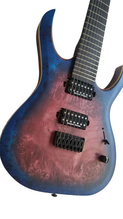 Custom Onyx Duvell Elite Purple Blue 7 String Electric Guitar - Image 11