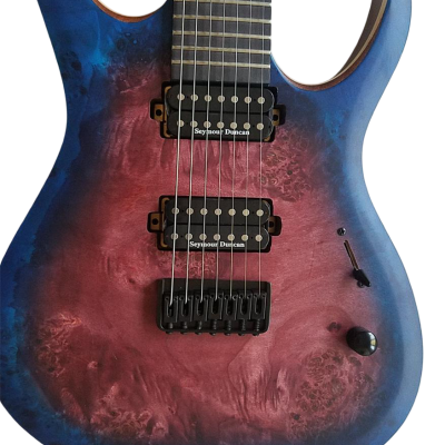 Custom Onyx Duvell Elite Purple Blue 7 String Electric Guitar