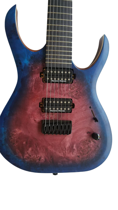 Custom Onyx Duvell Elite Purple Blue 7 String Electric Guitar