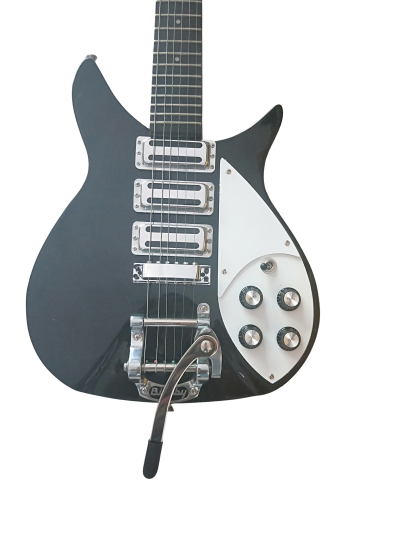 Custom Nova Ebony Fretboard Black Jetglo 325C64 21 Inch Scale Lenght Guitar - Image 5