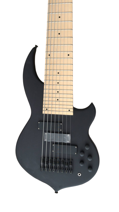 Custom Olivine Black Satin 3 Pickups 8 String Bass