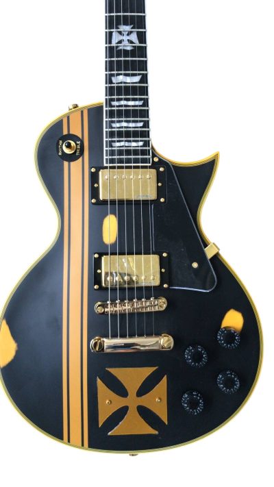 Custom Obsidian Hetfield Iron Cross Matte Black Aged Relic Electric Guitar