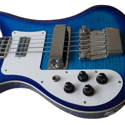 Custom Nova 4003 Blue Burst Tiger Maple Top 5 String 24 Frets Bass - Image 7