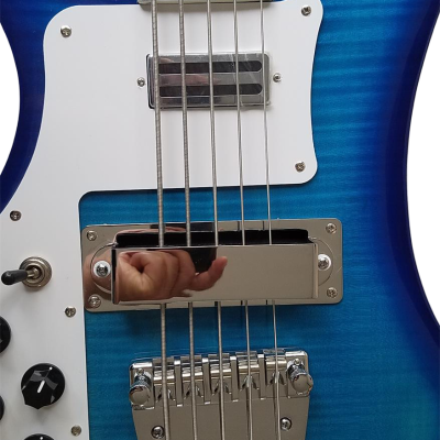Custom Nova 4003 Blue Burst Tiger Maple Top 5 String 24 Frets Bass - Image 9