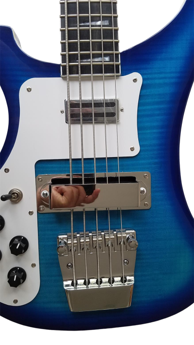 Custom Nova 4003 Blue Burst Tiger Maple Top 5 String 24 Frets Bass - Image 9